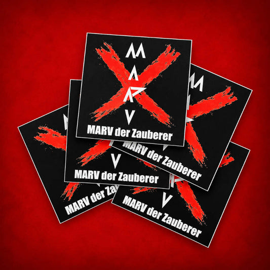Fünf MARV der Zauberer Sticker im offiziellen Design